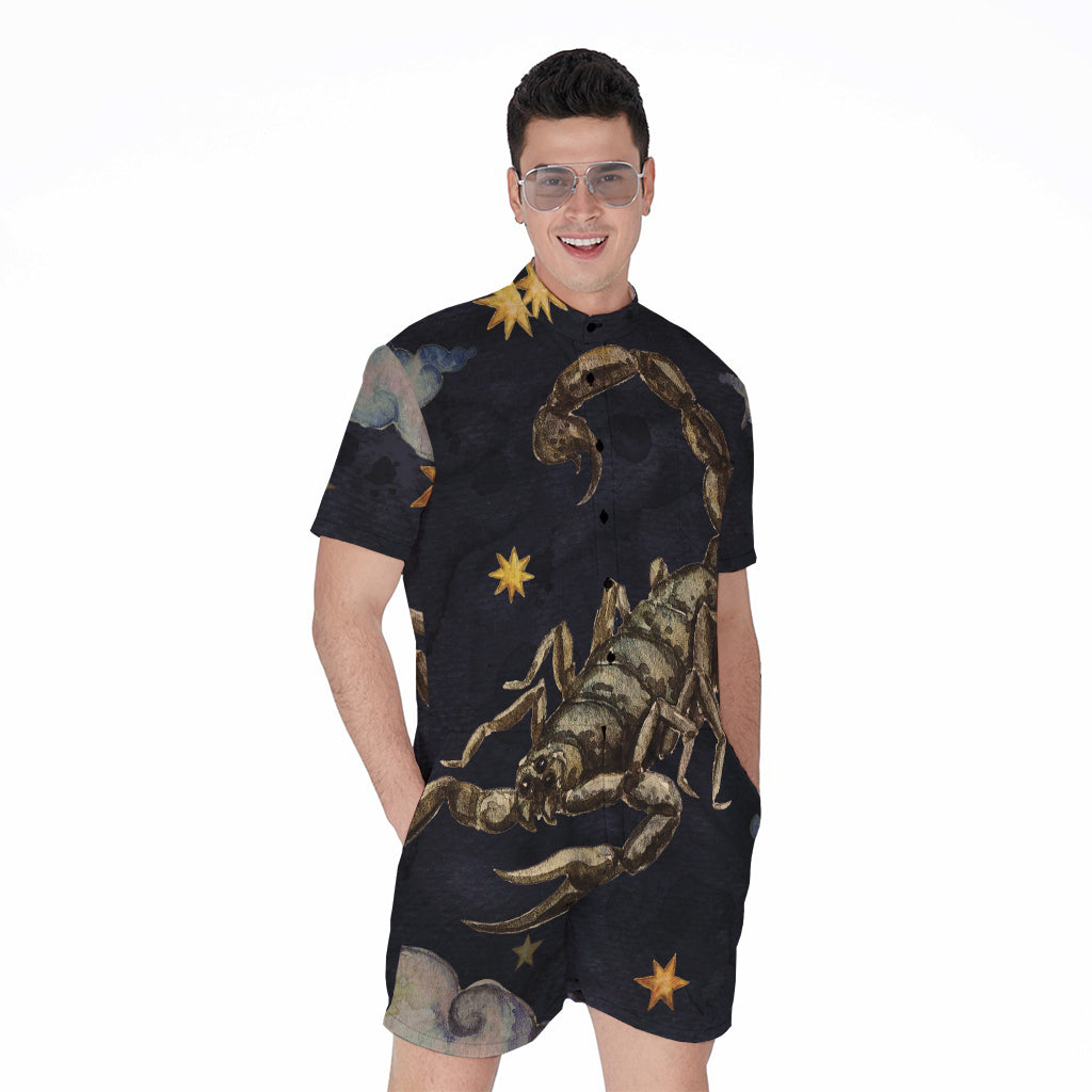 Watercolor Scorpio Zodiac Sign Print Men's Rompers