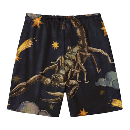 Watercolor Scorpio Zodiac Sign Print Men's Swim Trunks