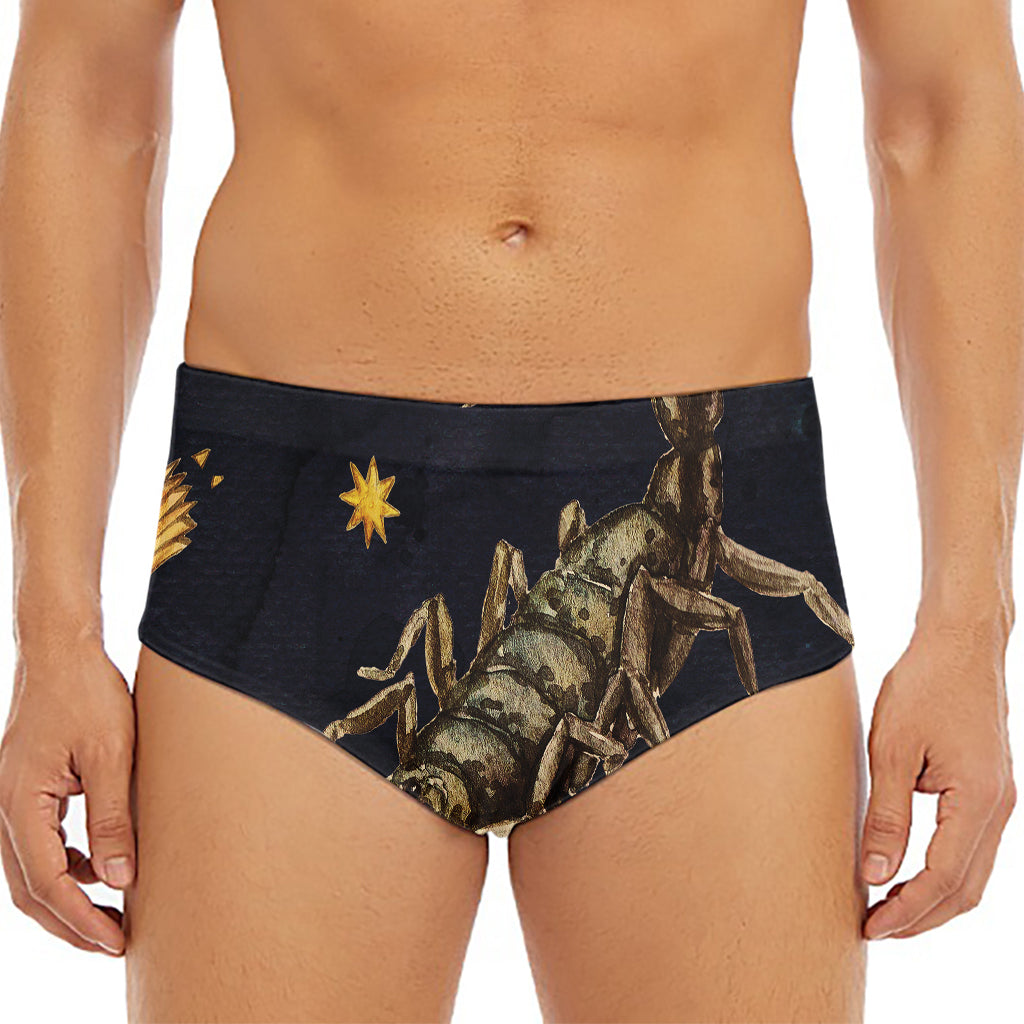 Watercolor Scorpio Zodiac Sign Print Men's Triangle Swim Briefs