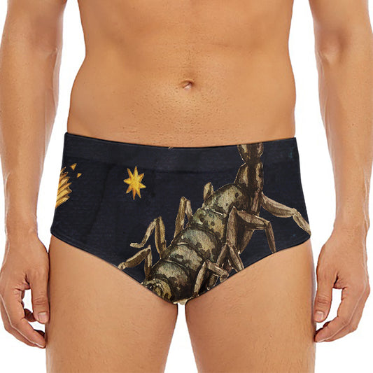 Watercolor Scorpio Zodiac Sign Print Men's Triangle Swim Briefs