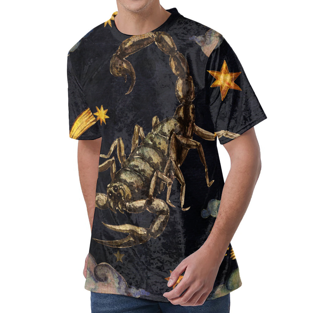 Watercolor Scorpio Zodiac Sign Print Men's Velvet T-Shirt