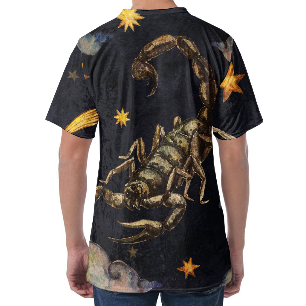 Watercolor Scorpio Zodiac Sign Print Men's Velvet T-Shirt