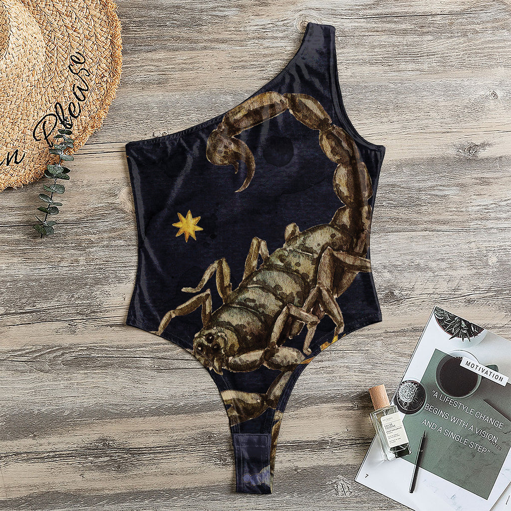 Watercolor Scorpio Zodiac Sign Print One Shoulder Bodysuit