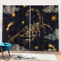 Watercolor Scorpio Zodiac Sign Print Pencil Pleat Curtains