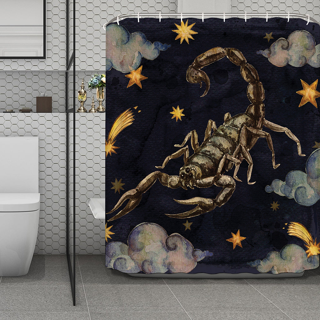 Watercolor Scorpio Zodiac Sign Print Polyester Shower Curtain