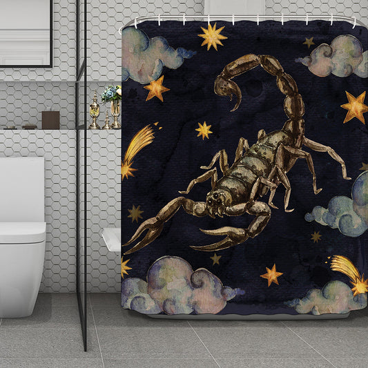 Watercolor Scorpio Zodiac Sign Print Polyester Shower Curtain