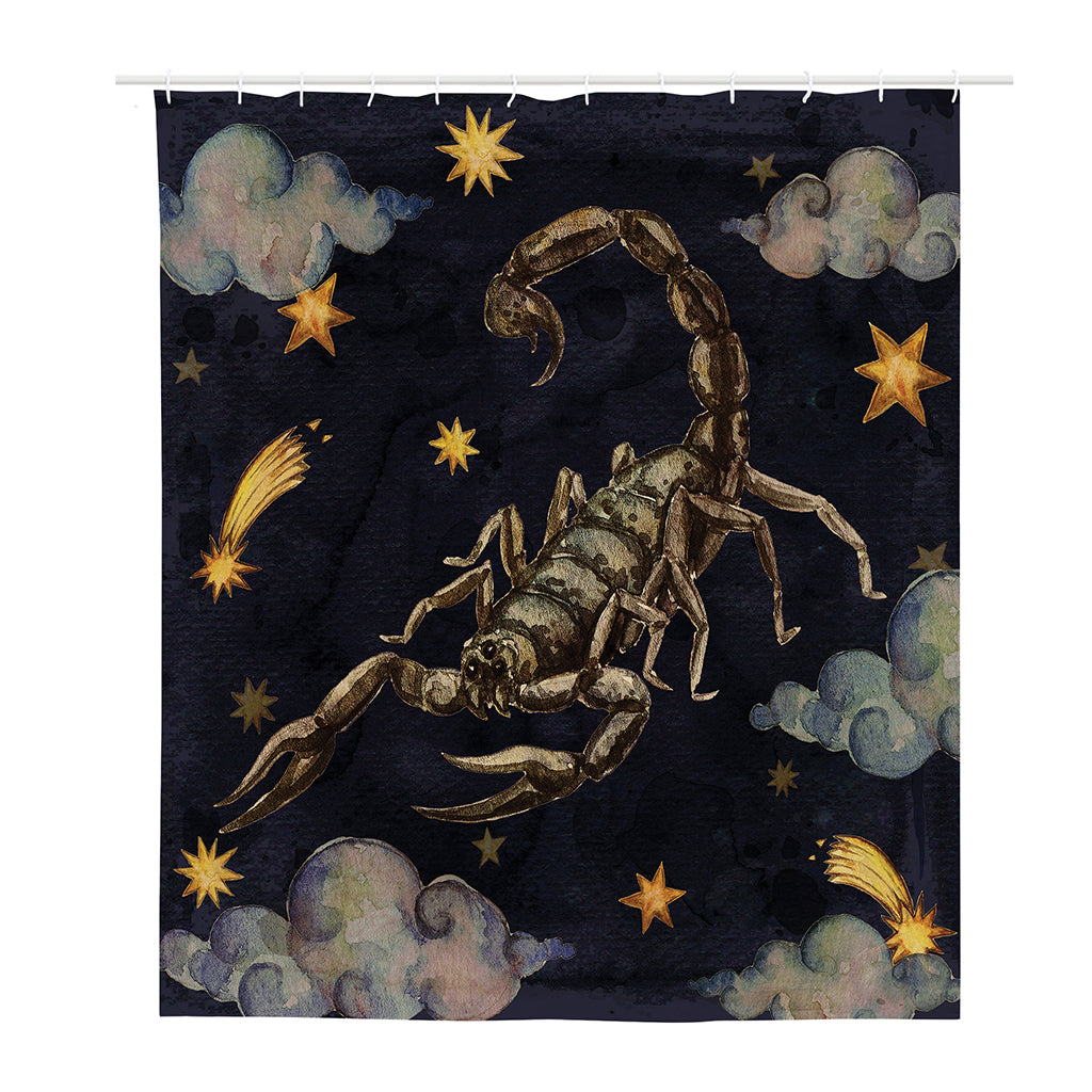 Watercolor Scorpio Zodiac Sign Print Polyester Shower Curtain