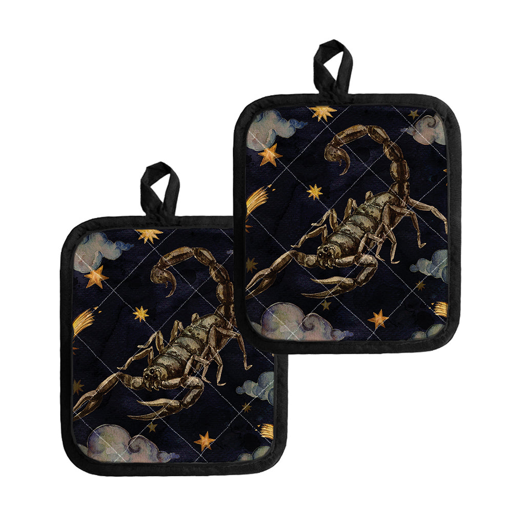 Watercolor Scorpio Zodiac Sign Print Pot Holders