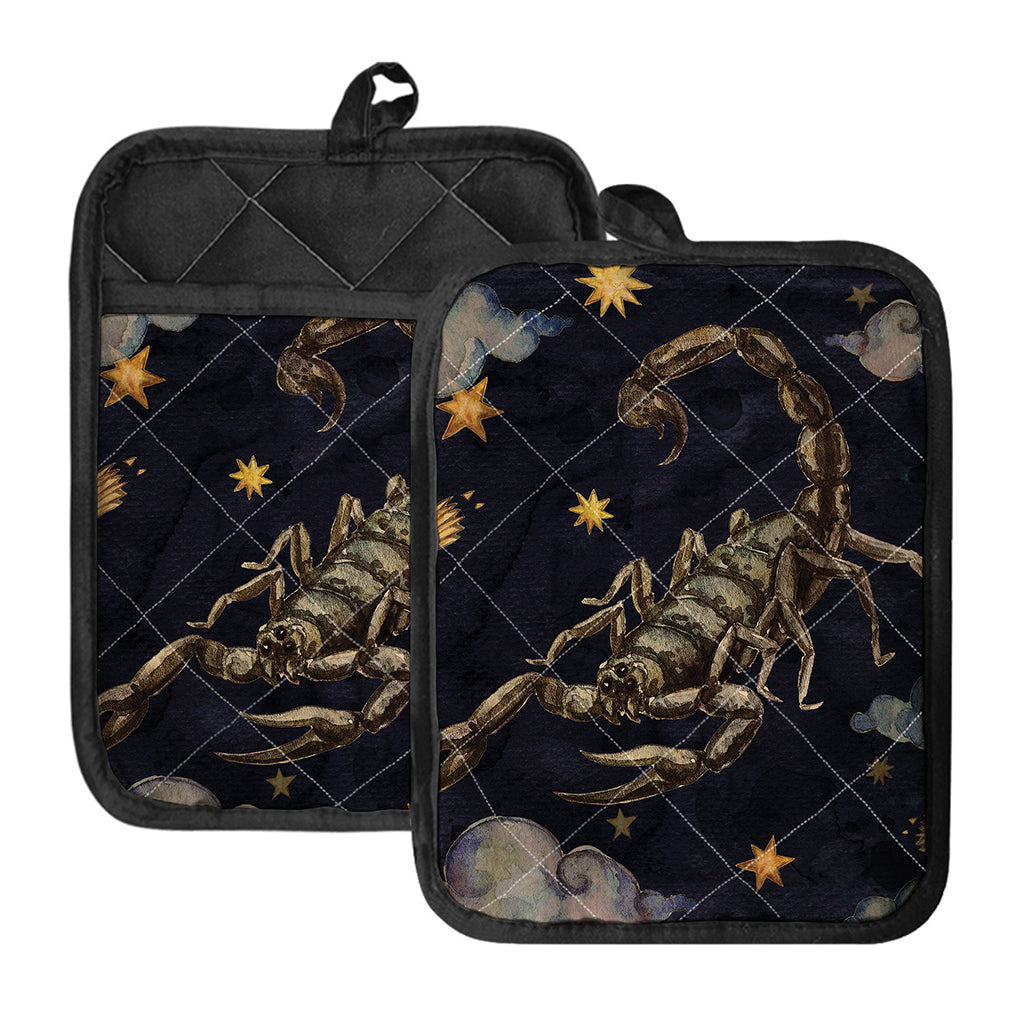 Watercolor Scorpio Zodiac Sign Print Pot Holders With Pocket