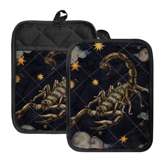 Watercolor Scorpio Zodiac Sign Print Pot Holders With Pocket