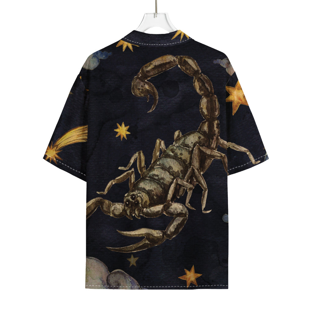 Watercolor Scorpio Zodiac Sign Print Rayon Hawaiian Shirt