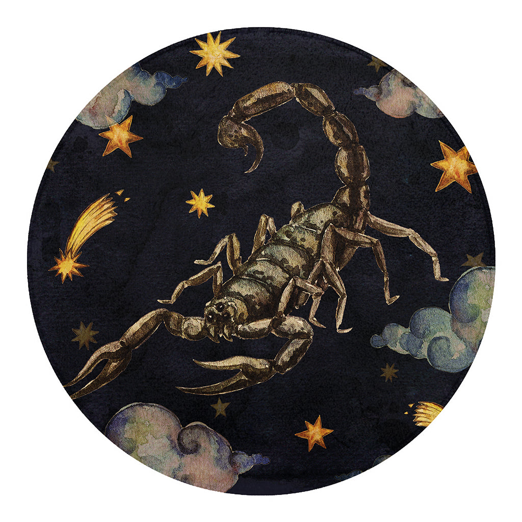 Watercolor Scorpio Zodiac Sign Print Round Blanket