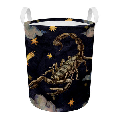 Watercolor Scorpio Zodiac Sign Print Round Laundry Basket