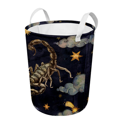 Watercolor Scorpio Zodiac Sign Print Round Laundry Basket