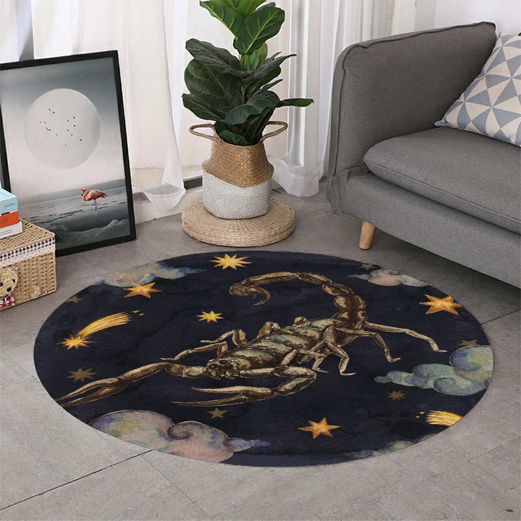 Watercolor Scorpio Zodiac Sign Print Round Rug