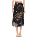 Watercolor Scorpio Zodiac Sign Print Side Slit Midi Skirt