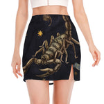 Watercolor Scorpio Zodiac Sign Print Side Slit Mini Skirt