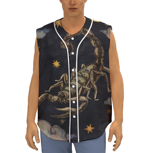Watercolor Scorpio Zodiac Sign Print Sleeveless Baseball Jersey