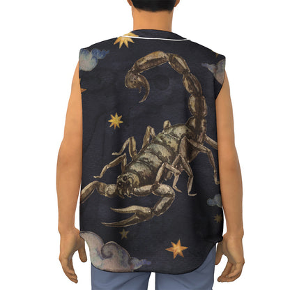 Watercolor Scorpio Zodiac Sign Print Sleeveless Baseball Jersey