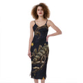 Watercolor Scorpio Zodiac Sign Print Slim Fit Midi Cami Dress