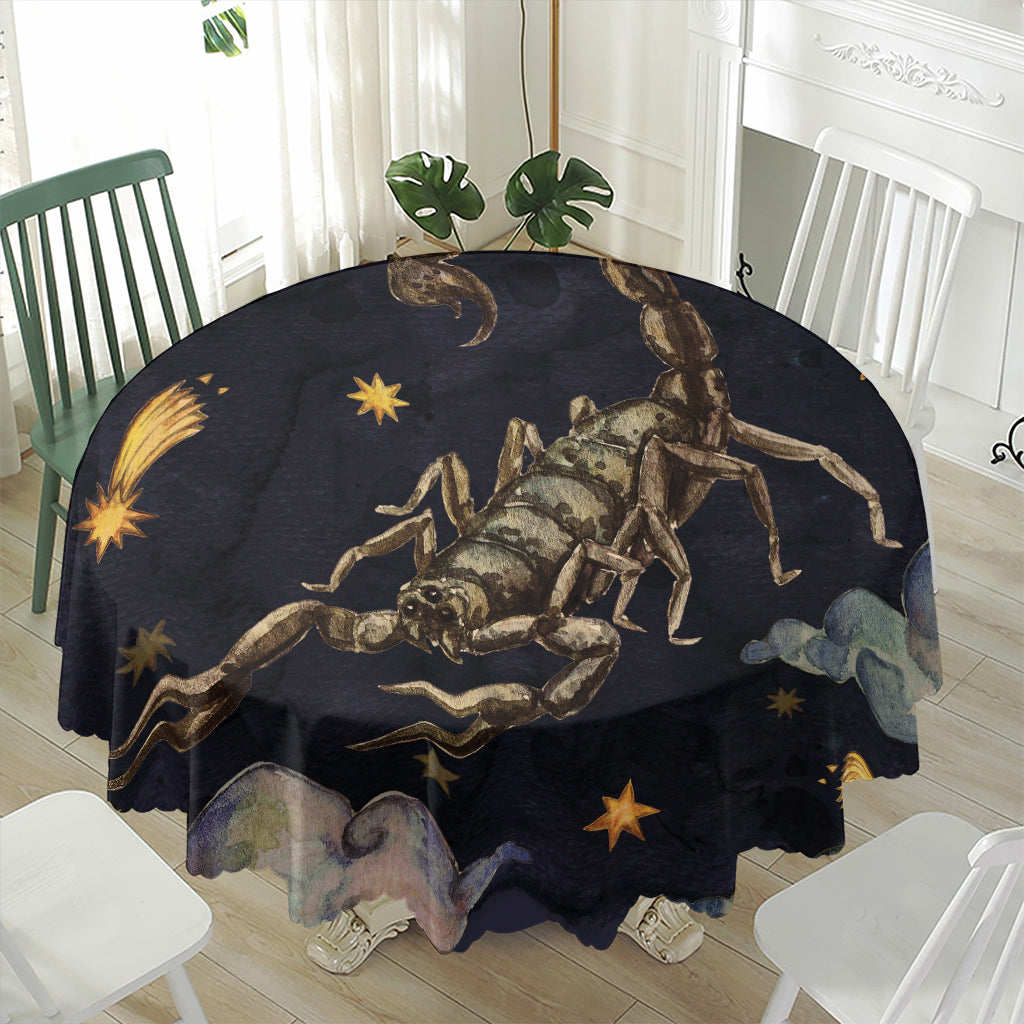 Watercolor Scorpio Zodiac Sign Print Waterproof Round Tablecloth