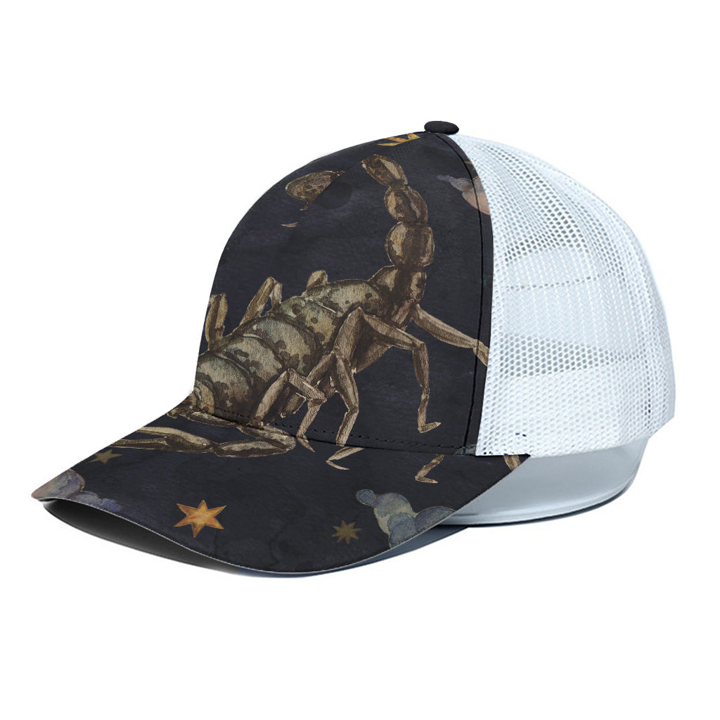 Watercolor Scorpio Zodiac Sign Print White Mesh Trucker Cap