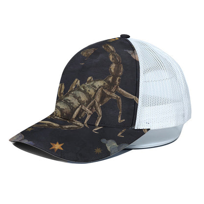 Watercolor Scorpio Zodiac Sign Print White Mesh Trucker Cap