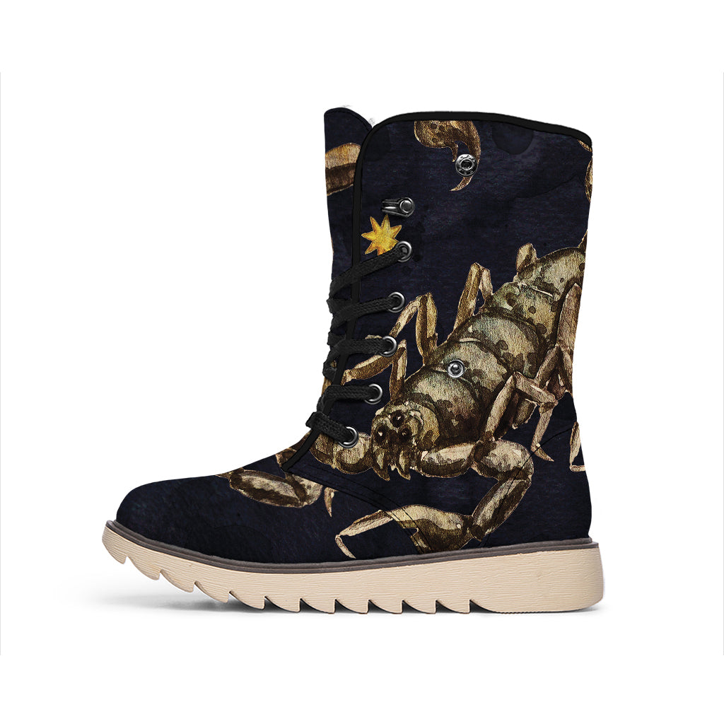 Watercolor Scorpio Zodiac Sign Print Winter Boots