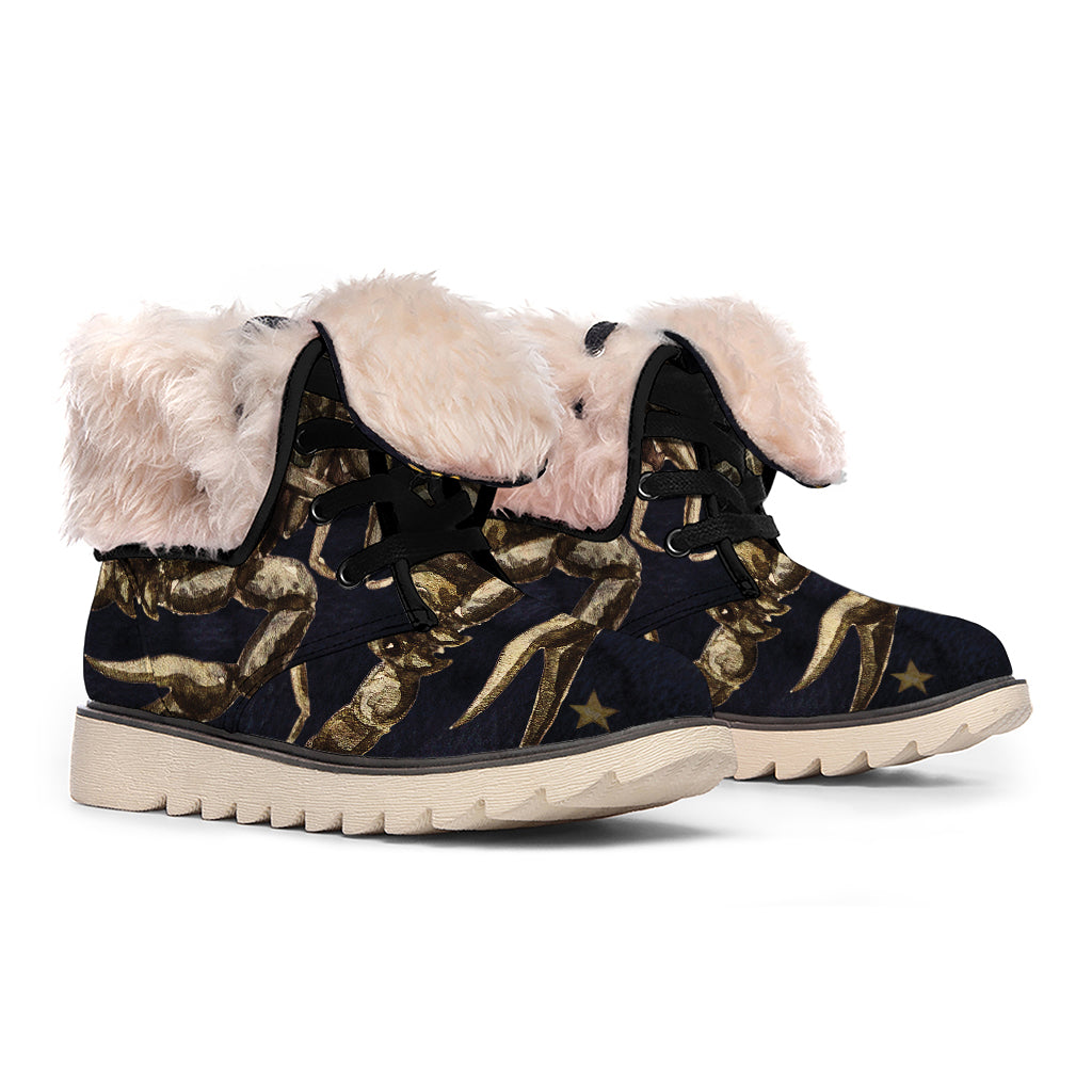 Watercolor Scorpio Zodiac Sign Print Winter Boots