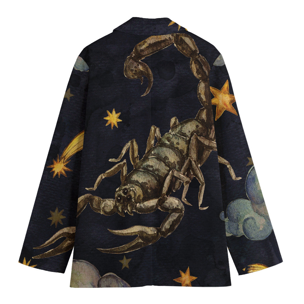Watercolor Scorpio Zodiac Sign Print Women's Blazer