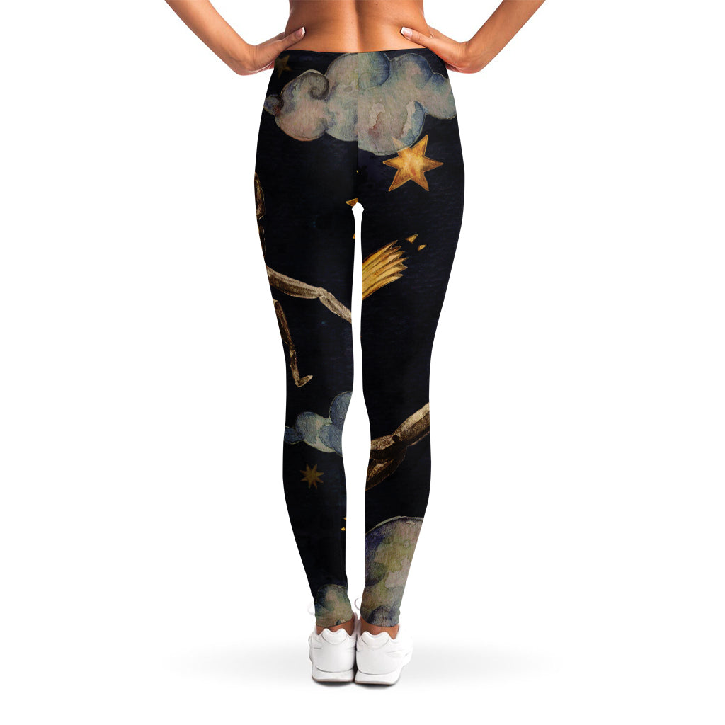 Watercolor Scorpio Zodiac Sign Print Women's Leggings