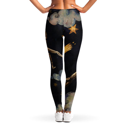 Watercolor Scorpio Zodiac Sign Print Women's Leggings