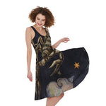 Watercolor Scorpio Zodiac Sign Print Women's Sleeveless Dress