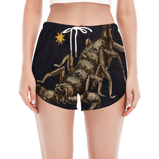 Watercolor Scorpio Zodiac Sign Print Women's Split Running Shorts