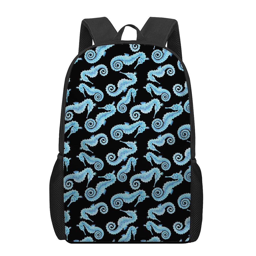 Watercolor Seahorse Pattern Print 17 Inch Backpack