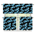 Watercolor Seahorse Pattern Print 3 Piece Kitchen Curtains