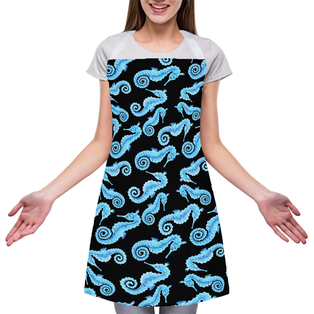 Watercolor Seahorse Pattern Print Adjustable Apron