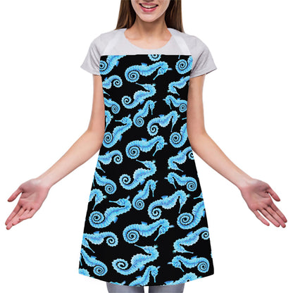 Watercolor Seahorse Pattern Print Adjustable Apron