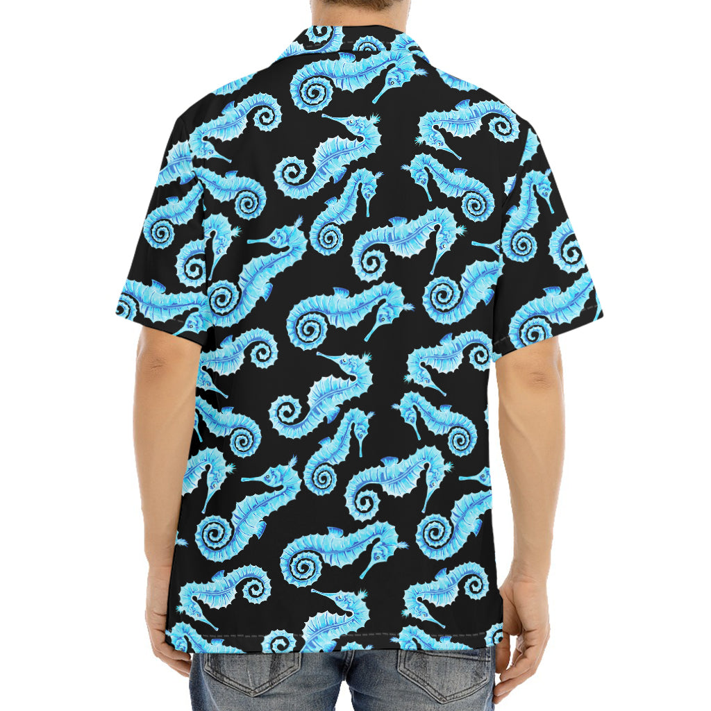 Watercolor Seahorse Pattern Print Aloha Shirt