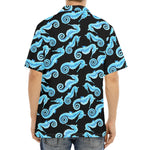 Watercolor Seahorse Pattern Print Aloha Shirt