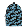 Watercolor Seahorse Pattern Print School Backpack