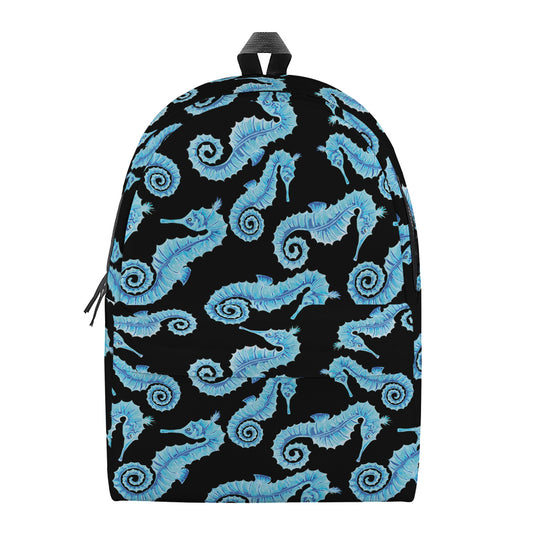 Watercolor Seahorse Pattern Print Backpack