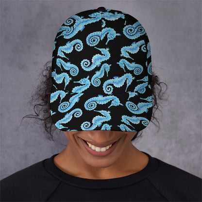 Watercolor Seahorse Pattern Print Baseball Cap