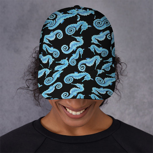 Watercolor Seahorse Pattern Print Baseball Cap