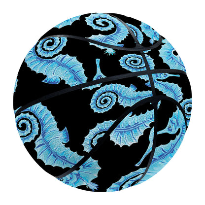 Watercolor Seahorse Pattern Print Basketball