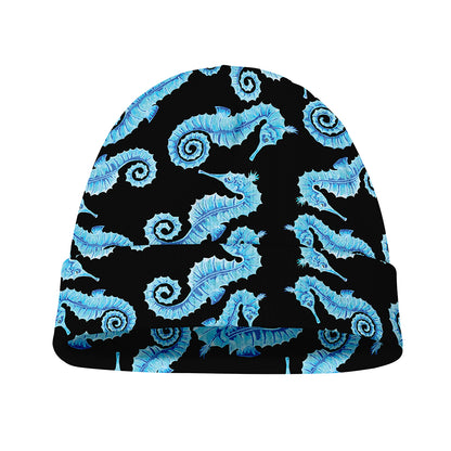 Watercolor Seahorse Pattern Print Beanie