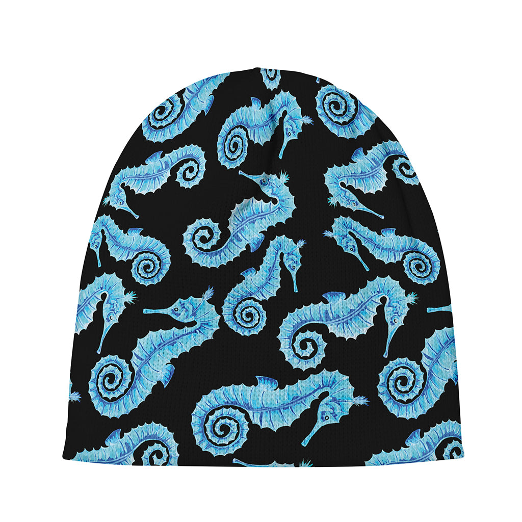Watercolor Seahorse Pattern Print Beanie