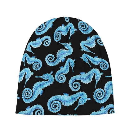 Watercolor Seahorse Pattern Print Beanie