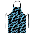 Watercolor Seahorse Pattern Print Bib Apron With Pocket