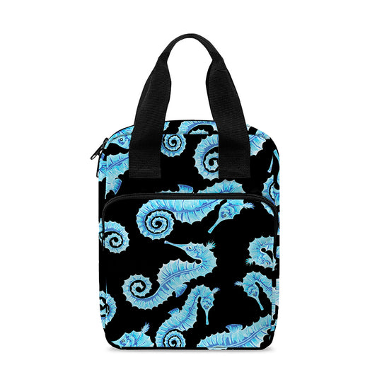 Watercolor Seahorse Pattern Print Bible Tote Bag